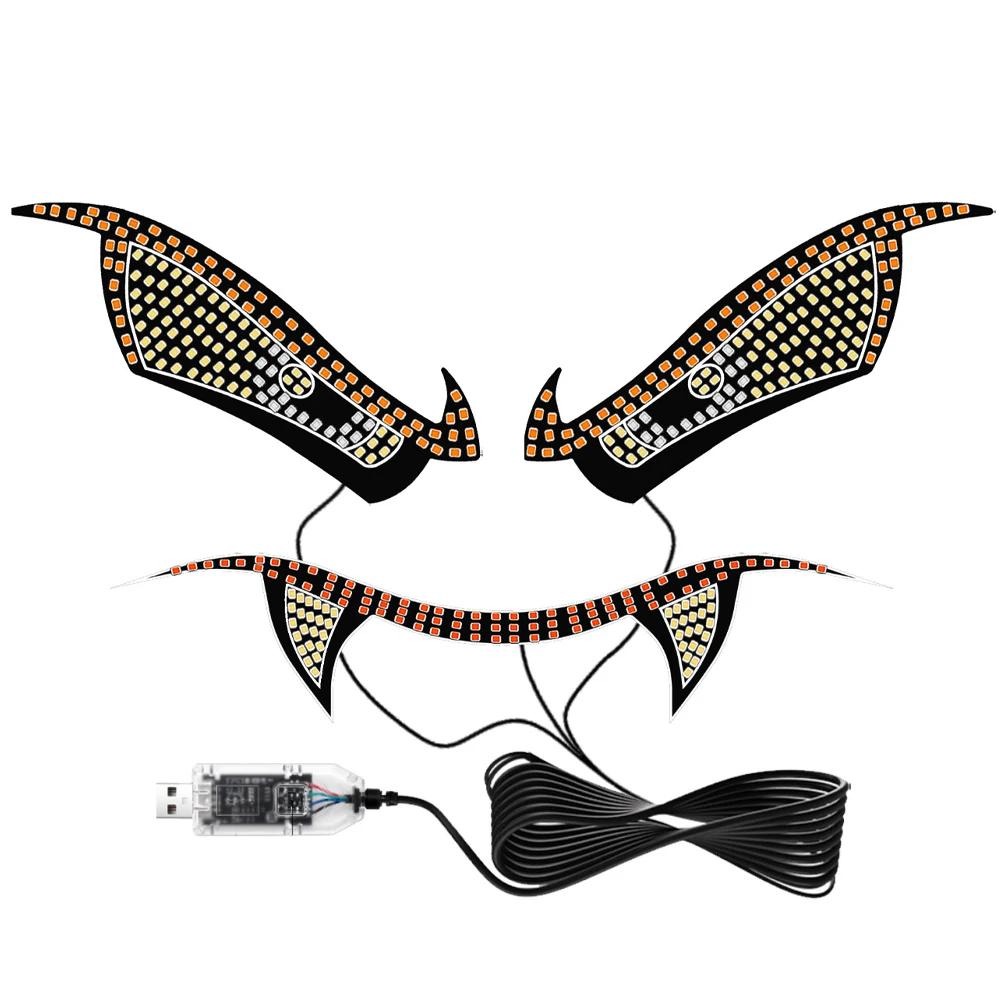 1pcs Devil's Eye Vampire Car LED Display Decorative Light 11 Mode Personalized Modification Atmosphere Warning Light 5V