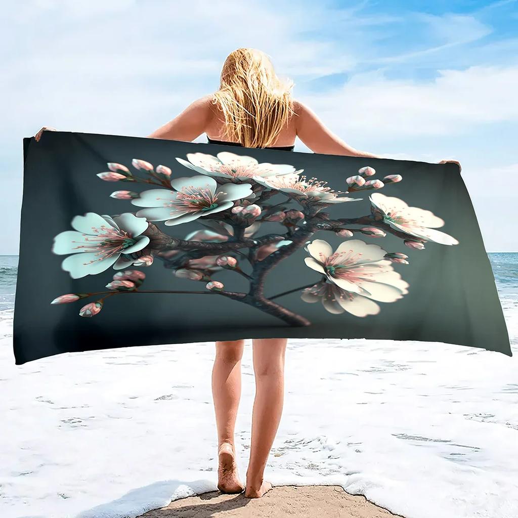 Cherry Blossom Sand Free Beach Towel Absorbent Bath Towel Large Hand Towels Quick Fast Dry Extra Large Thin Towels for Spa Pool