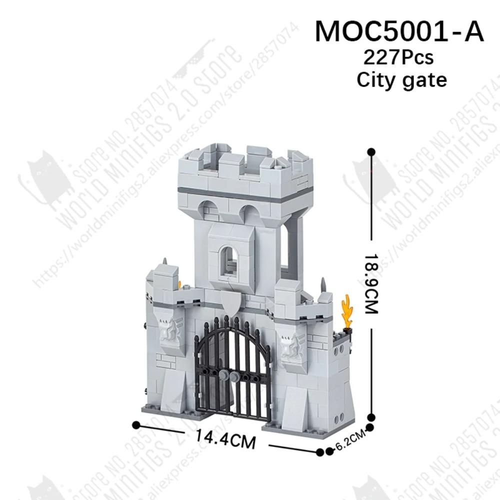MOOXI MOC Medieval Castle City Wall Tower Architecture Military Building Blocks Adult Set Bricks Assembly Kids Toy Birthday Gift