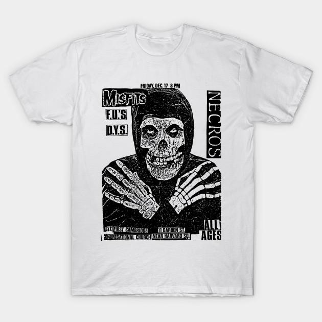 

Men Black Print T-shirt The Misfits / Necros / F.U. S / D.Y.S. No-Cut Transfer Paper Print Cotton Tshirt M білий