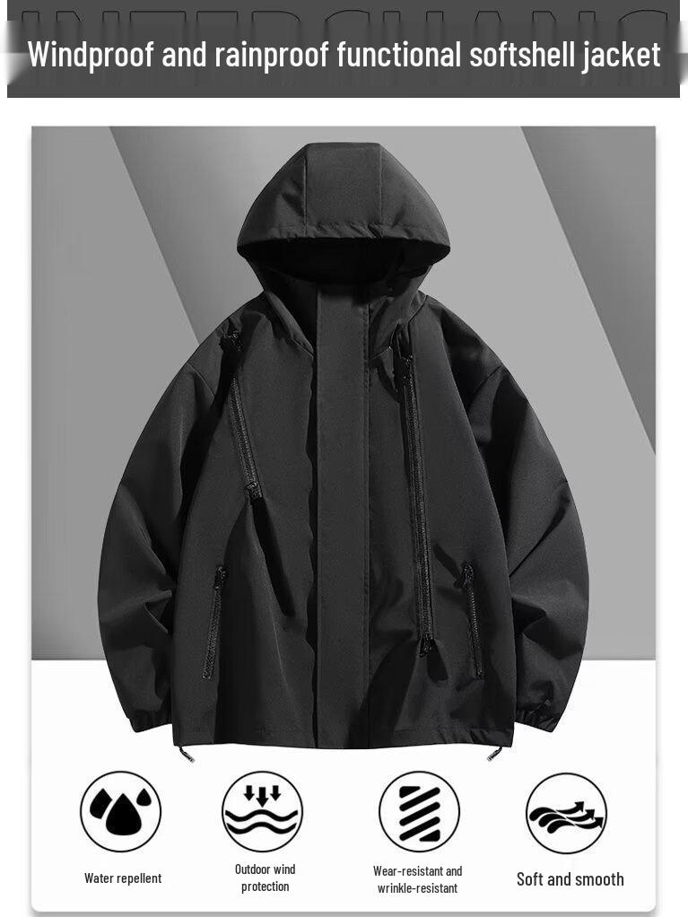 Unisex Waterproof Windbreaker Jacket for Outdoor Sports - Spring/Autumn, Plus Size Available