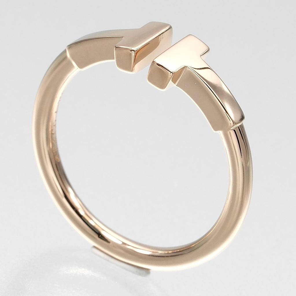 TIFFANY&Co. T wire Ring K18 Pink Gold #3.9(US Size) 2.74g Women Used