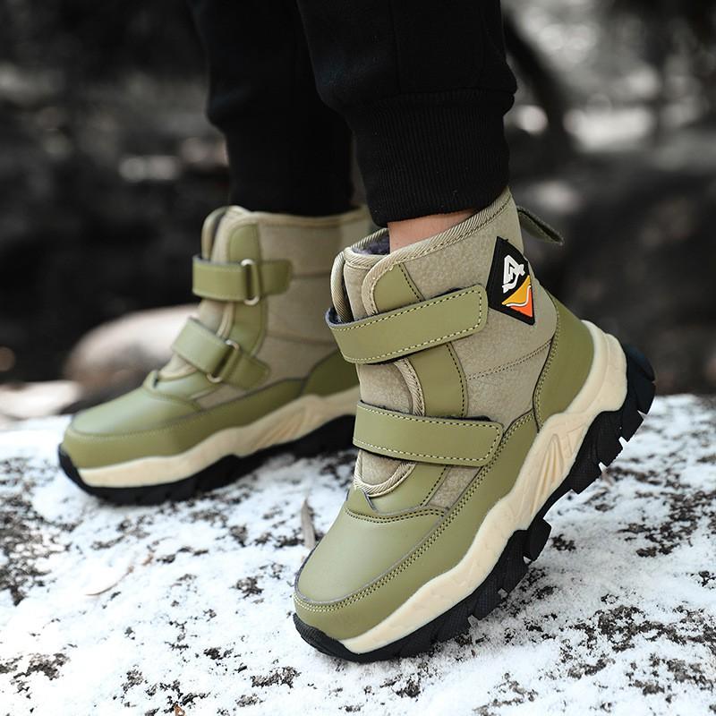 Kids Winter Snow Boots Boys Girls Thick Warm Fleece Lined High Top Ankle Non-Slip TPR Sole