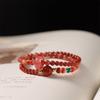 South Red Agate Double Circle Bracelet for Girls, Ice-Float South Red Layered Bracelet, New Chinese Style National Trend Gift