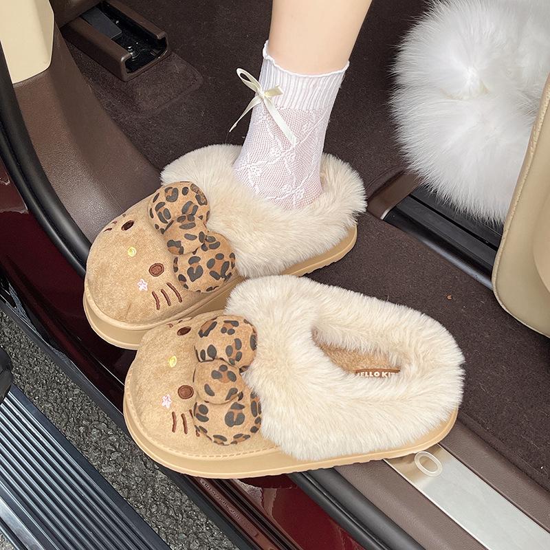 

Мультяшные кошачьи хлопковые тапочки женские осень-зима 2025 новые домашние теплые домашние плюшевые тапочки женские 41