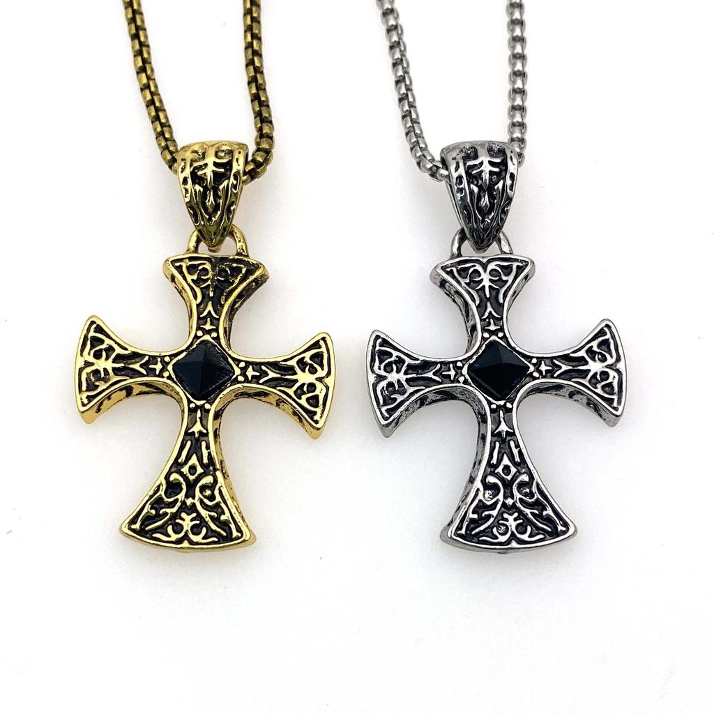 Fashion Gem Personality Pendant Titanium Steel Necklace Hip Hop Retro Style Necklace Accessories