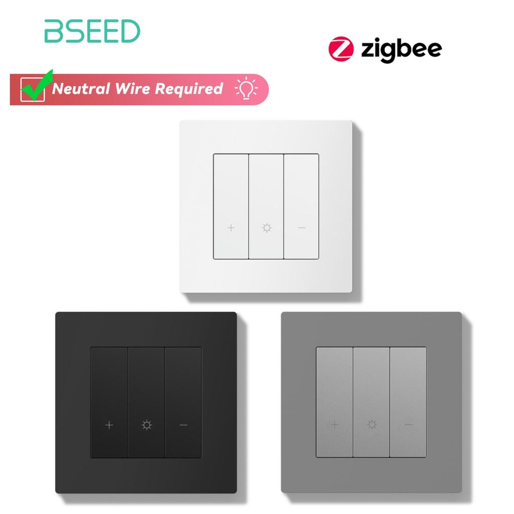 BSEED Zigbee Curtain/Light/Roller/Dimmer Switch Series Wall Smart Click Switches Shutter Backlight Plastic Frame Tuya APP Switch