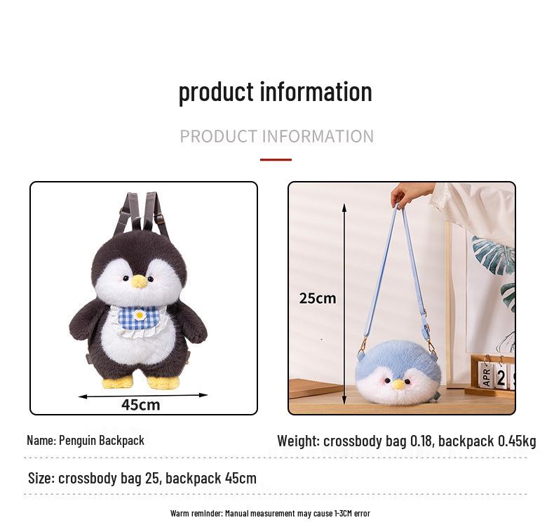 Girlish Heart Penguin Cub Plush Backpack & Crossbody Bag