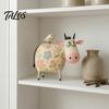 Charming Wildlife Collectibles Creative Cow Sculpture with Bird, Resin Animal Figurine, Pastoral Statue, Rustic Ornaments for Home Decor Artistic