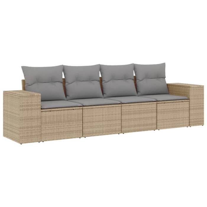 VidaXL Salon de Jardin avec Coussins 4 pcs, Canapés de Terrasse, Ensemble de Meubles de Patio, Mobilier d'Extérieur, Beige 3254616