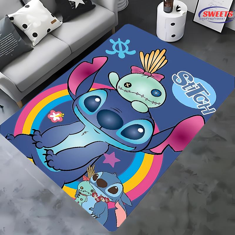 NO.3 Disney Lilo & Stitch Temalı Halı! Yatak Odası Oturma Odası Yatak Matı, Kaymaz Zarif Ev Dekorasyonu, Dayanıklı Makinede Yıkanabilir Halı
