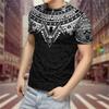 Summer Round Neck 3D Aztec Style Pattern Print Top Fashionable Casual Short Sleeved Men's T-shirts