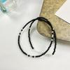 925 Sterlingsilber Schwarzer Achat Perlenkette, Koreanischer Stil Choker für Frauen