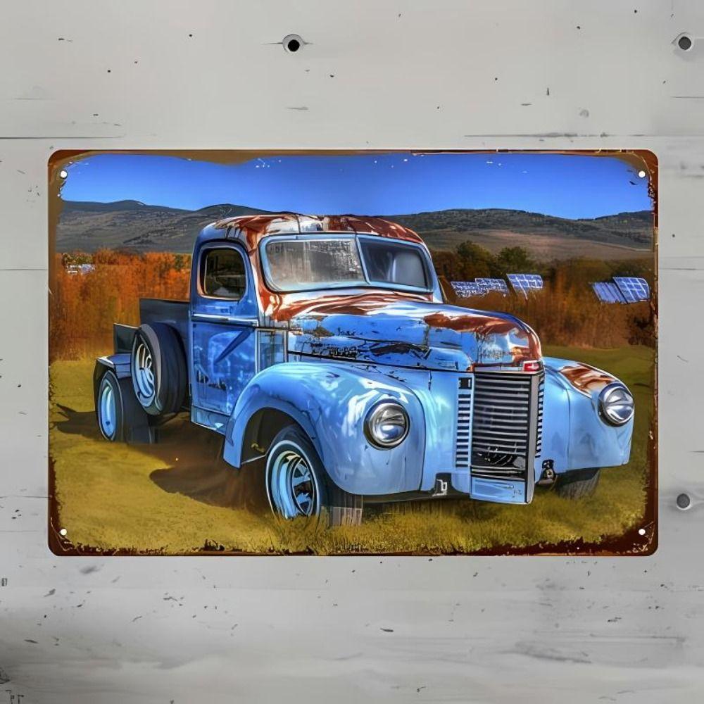 Vintage Metal Car Sign Decor Gift For Auto Lovers Garage Wall Art
