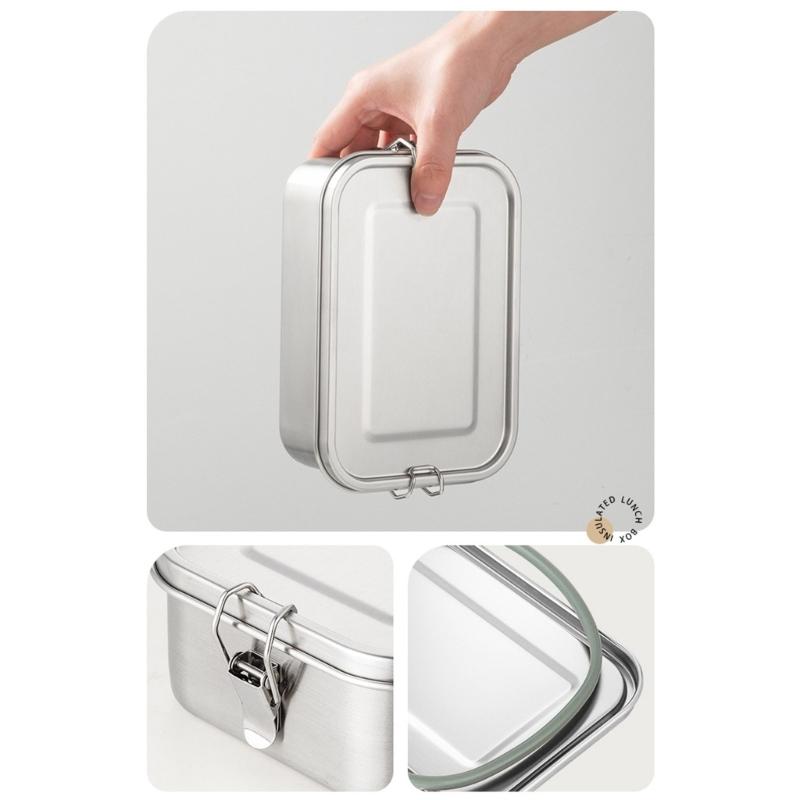 Fiambrera Metálica de 850ML con Compartimentos Contenedor de Almuerzo de Acero Inoxidable Fiambrera Reutilizable para el Hogar, la Oficina y la Escuela