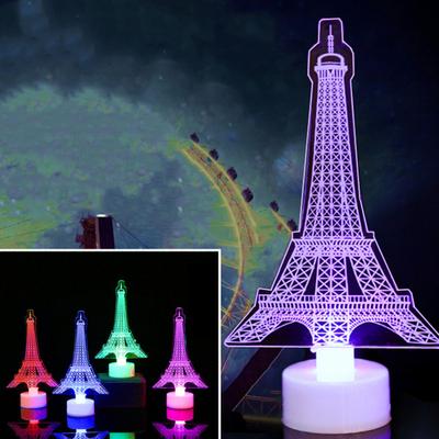 3D Romantischer Eiffelturm/Paris LED Nachtlicht RGB Schlafzimmer Tischlampe
