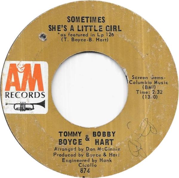 

7-дюймовая пластинка BOYCE & HART Sometimes Shes A Little Girl Lov 874 AM Records 1967 США Рок Б/у