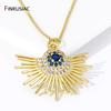 Trendy 18K Gold Plated Brass Eye Pendant,Inlaid Zircon Blue Eye Charms For DIY Jewelry Making Accessories Findings