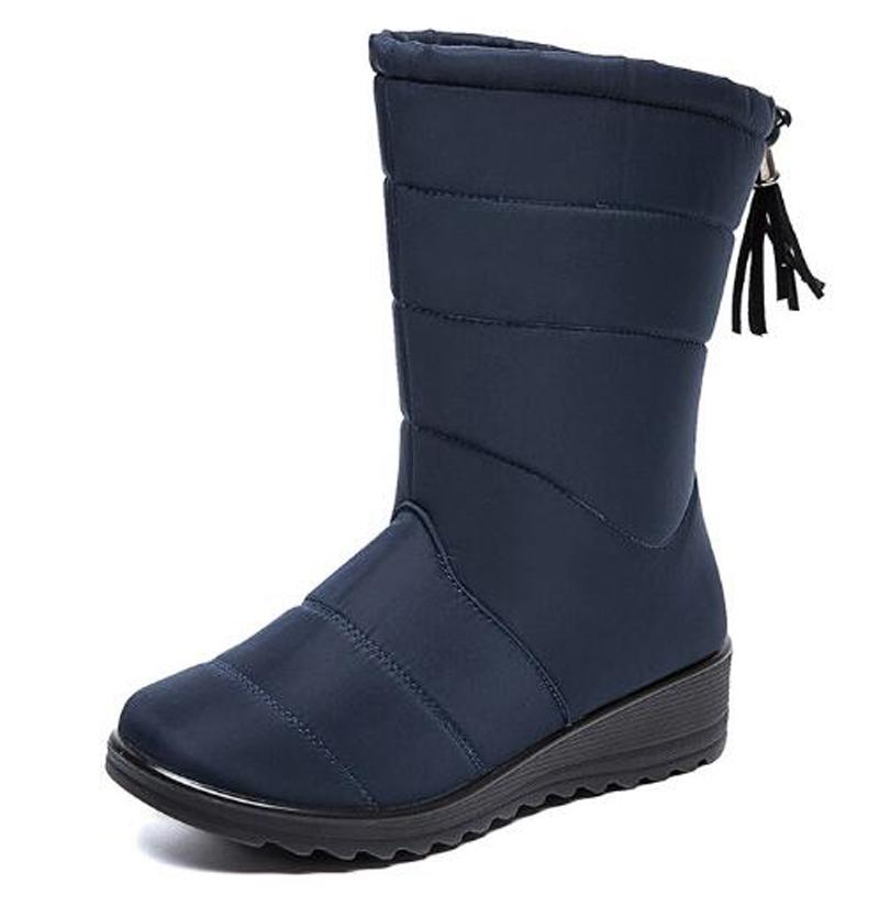 Wimter Mid-Calf Botas Femininas De Inverno Warm Large Size Tassel Wedge Waterproof Casual Women'S Snow Boots P269
