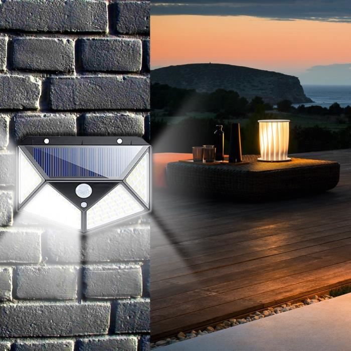 Lampada solare ricaricabile 100 LED con sensore di movimento - MEDIA WAVE STORE - Nero - Esterno