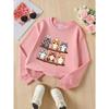 Girls' Long-sleeve Sweatshirt with Round Neck and Printed DesignCute Cats On Branch Suitable for Spring and Autumn, Fashionable and Casual