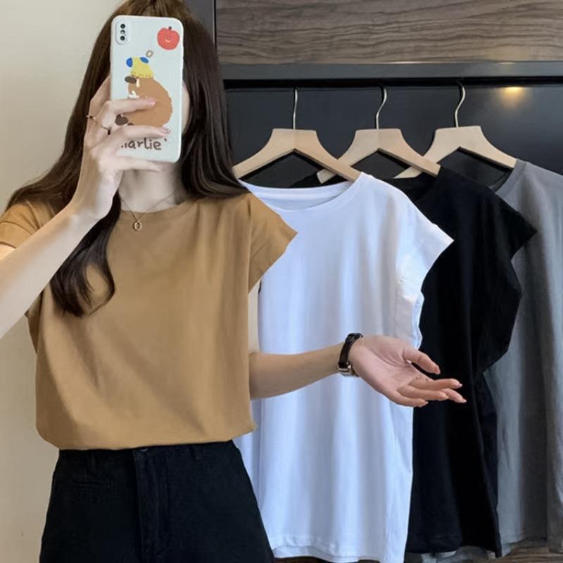 

Design sense Xiaofei sleeve T-shirt women s summer new loose outer wear bottoming shirt short-sleeved T-shirt WYP-9994# M сірий колір