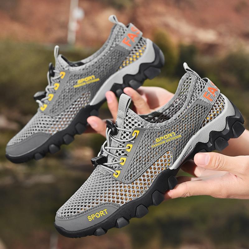 Men Large Size Hollow Mesh Casual Shoes Breathable Walking Summer Sneakers Outdoor Travel Daily Comfort Footwear Lightweight