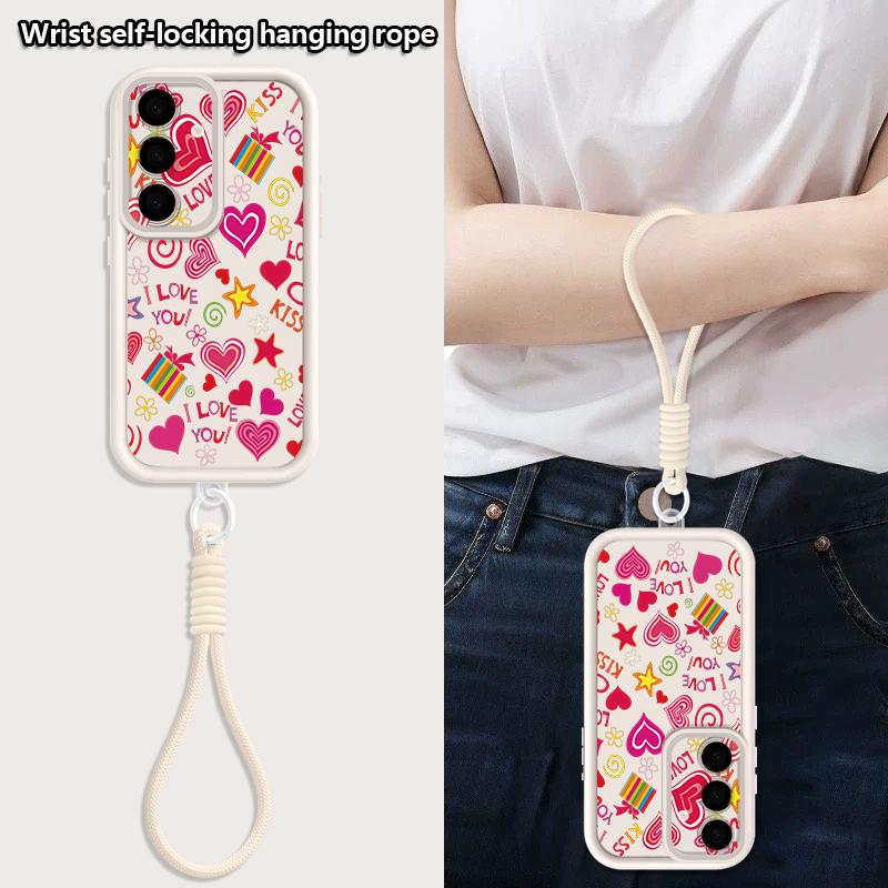 Cherry Fruits Print Lanyard Case For Samsung S26 FE A18 S25 S24 S23 S22 Ultra A54 A55 A16 A26 A36 A56 A17 A27 A37 A57 5G Bumper Cover