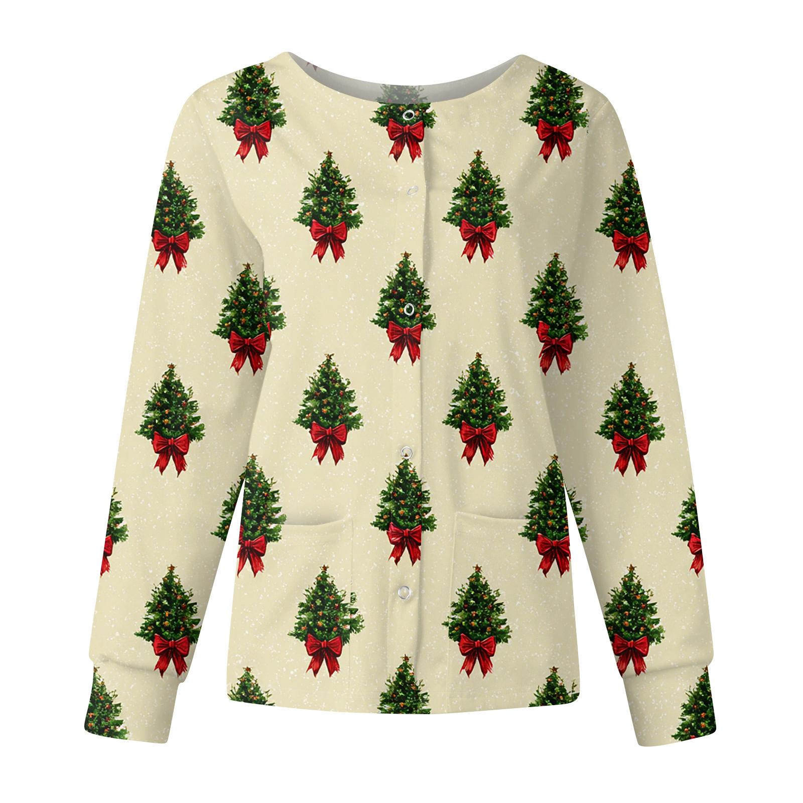 

Женская повседневная модная куртка с длинным рукавом, воротником-стойкой, на одной пуговице, с рождественским принтом, рабочая куртка, топы L