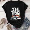 Unisexs Soul Train Print T Shirt Vibrant Purple Retro Design Sho Vintage Top For Everyday Wear Designer Clothes Homme