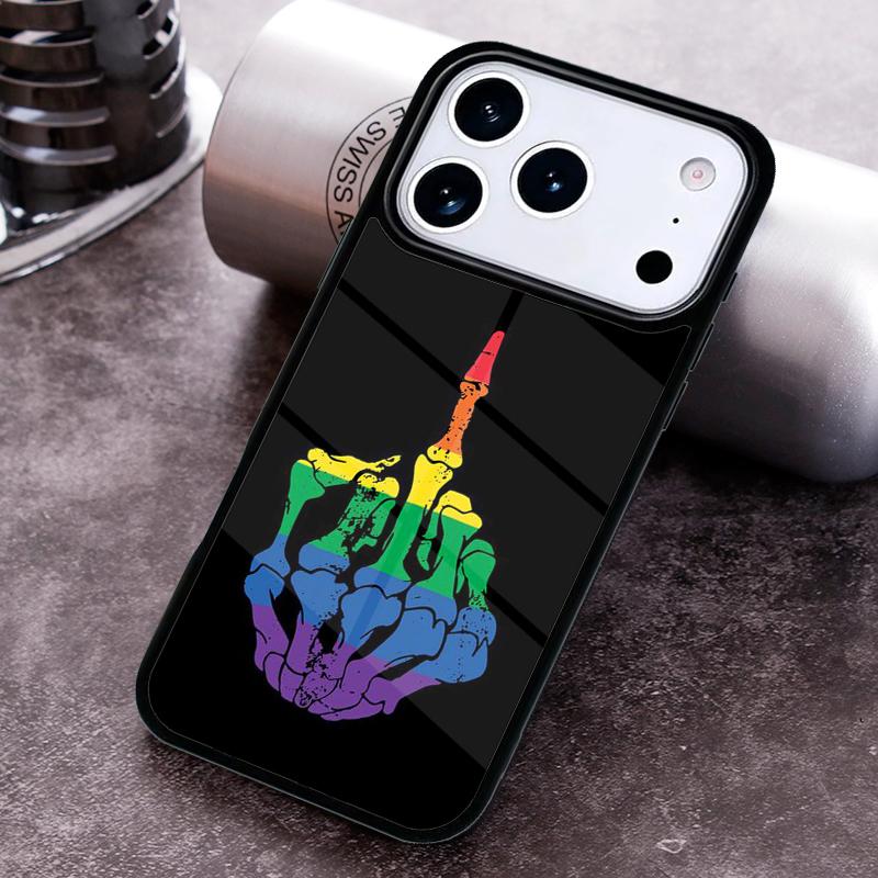 Rainbow Gay LGBT Finger Phone Case for iPhone 17 16 15 Pro Max Air 14 13 12 11 Plus Shockproof Capa Cover