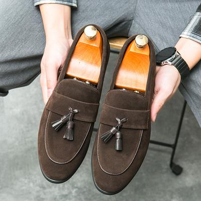 One-pedal Lazy Shoes Fringed Loafers British Leather Shoes Men's Hairstylist Men's Shoes Casual Suede Leather Beanie Shoes Men