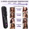 1PC portable wireless hair straightener brush, constant temperature and anti-scalding , hot comb function, Type-C fast charging, LCD screen display