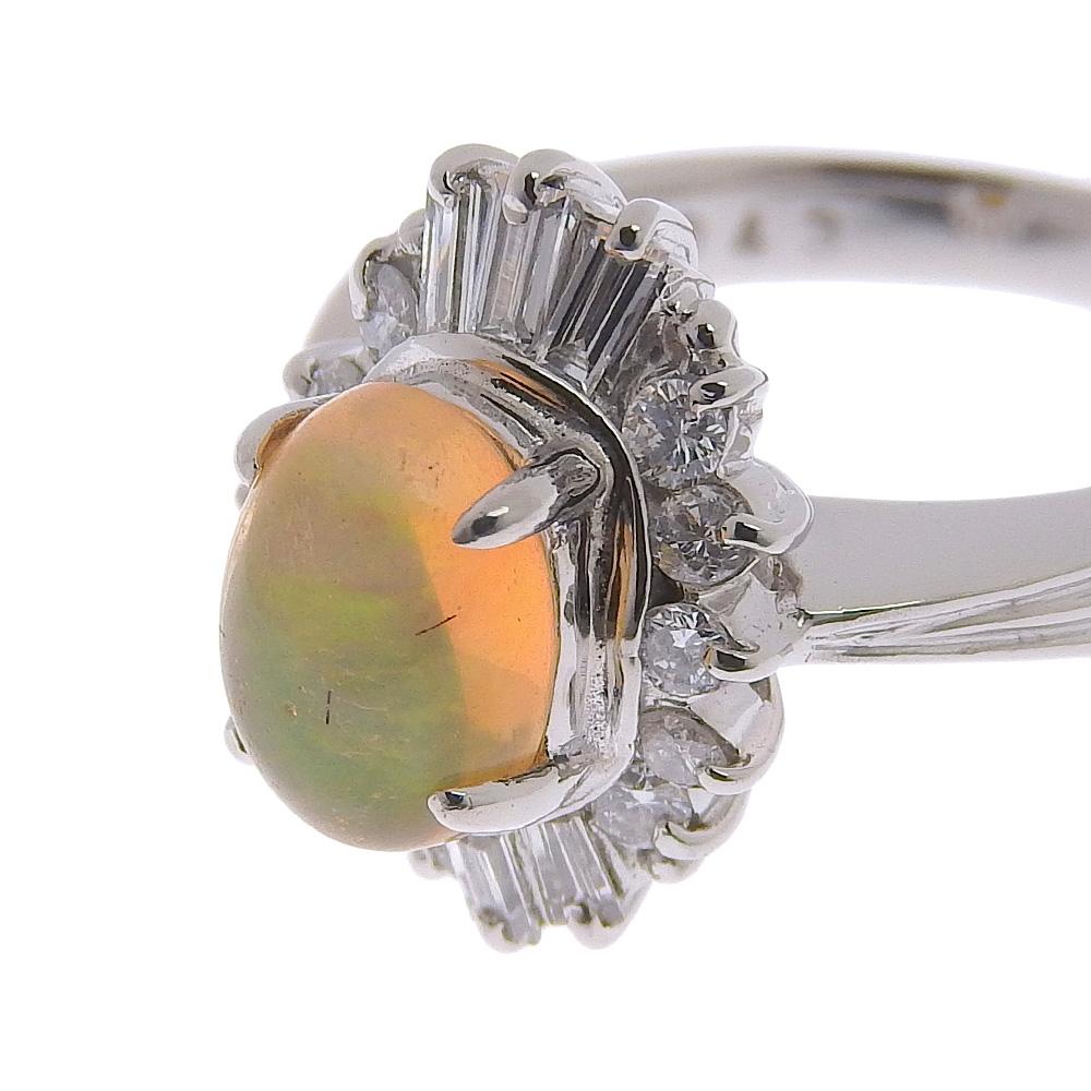 Ring Pt900Platinum/opal/diamond #6.2(US Size) 7.4g Women Used