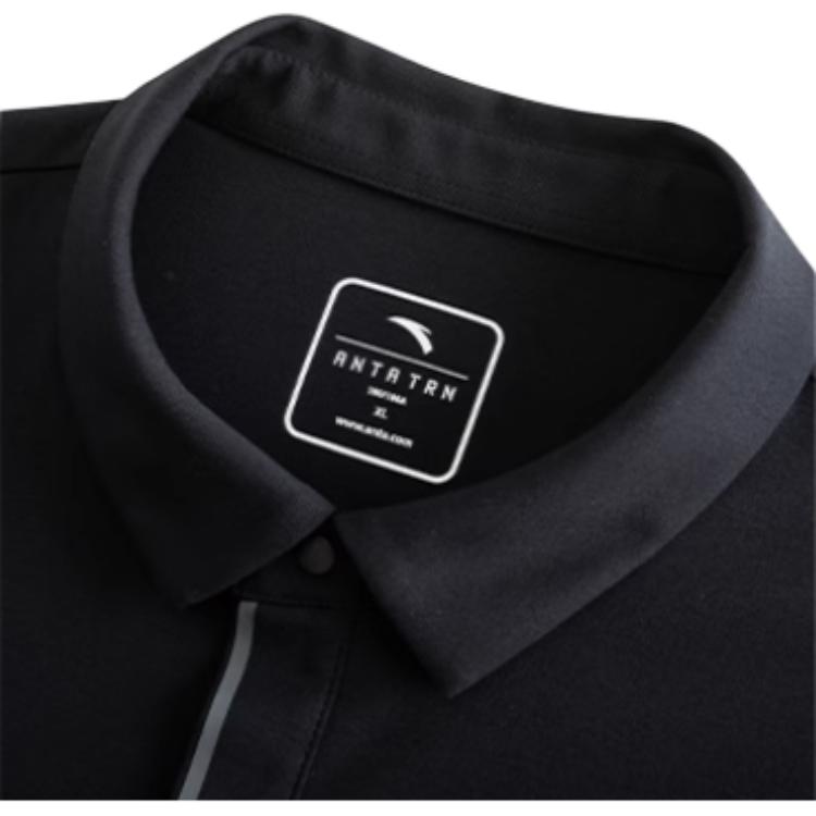 Anta Comfortable Simple Solid Color Breathable Short Sleeve Polo Shirt Men Tops Black 152527145N-5