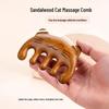 Green Sandalwood Cat Head Meridian Massage Comb - Five-Finger Round Design