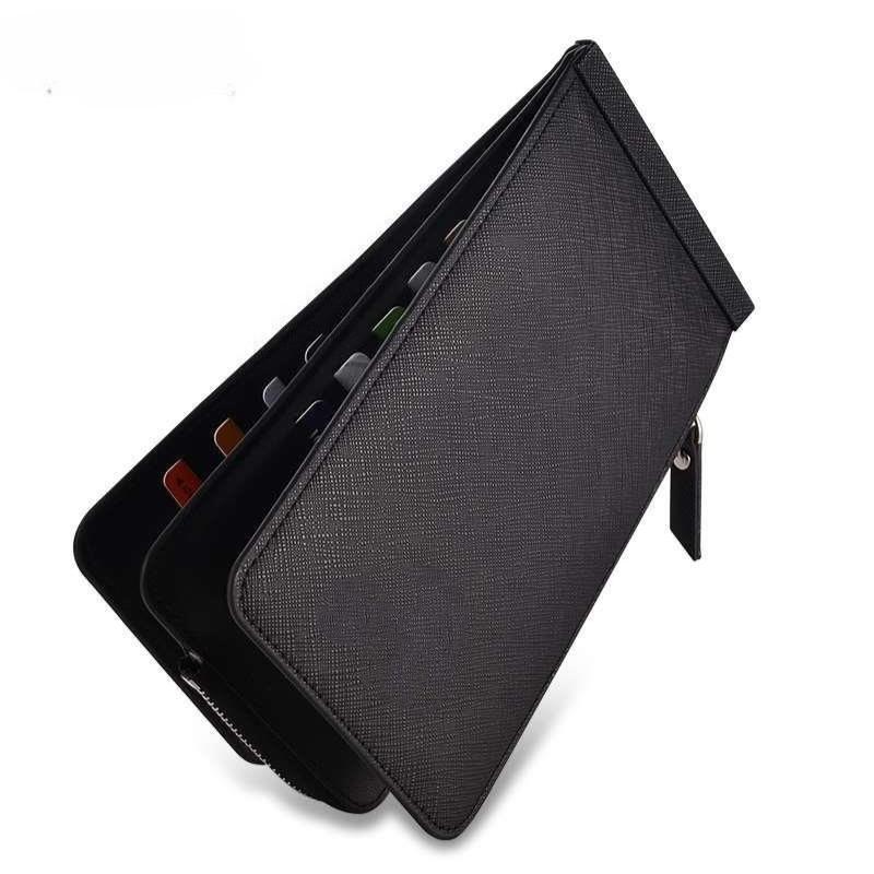 Herren Lang PU Leder Geldbörse Große Kapazität Reißverschluss Clutch Geldbörse 26 Kartenfächer Handyhalter Münzfach Business Geldbörse für Herren Damen