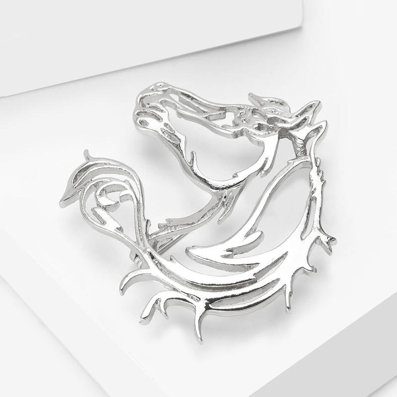 Simple Hollow Horse Brooch For Women Men Personality Alloy Smooth Animal Pin Brooch  Clothing Jewelry Accessories Gift