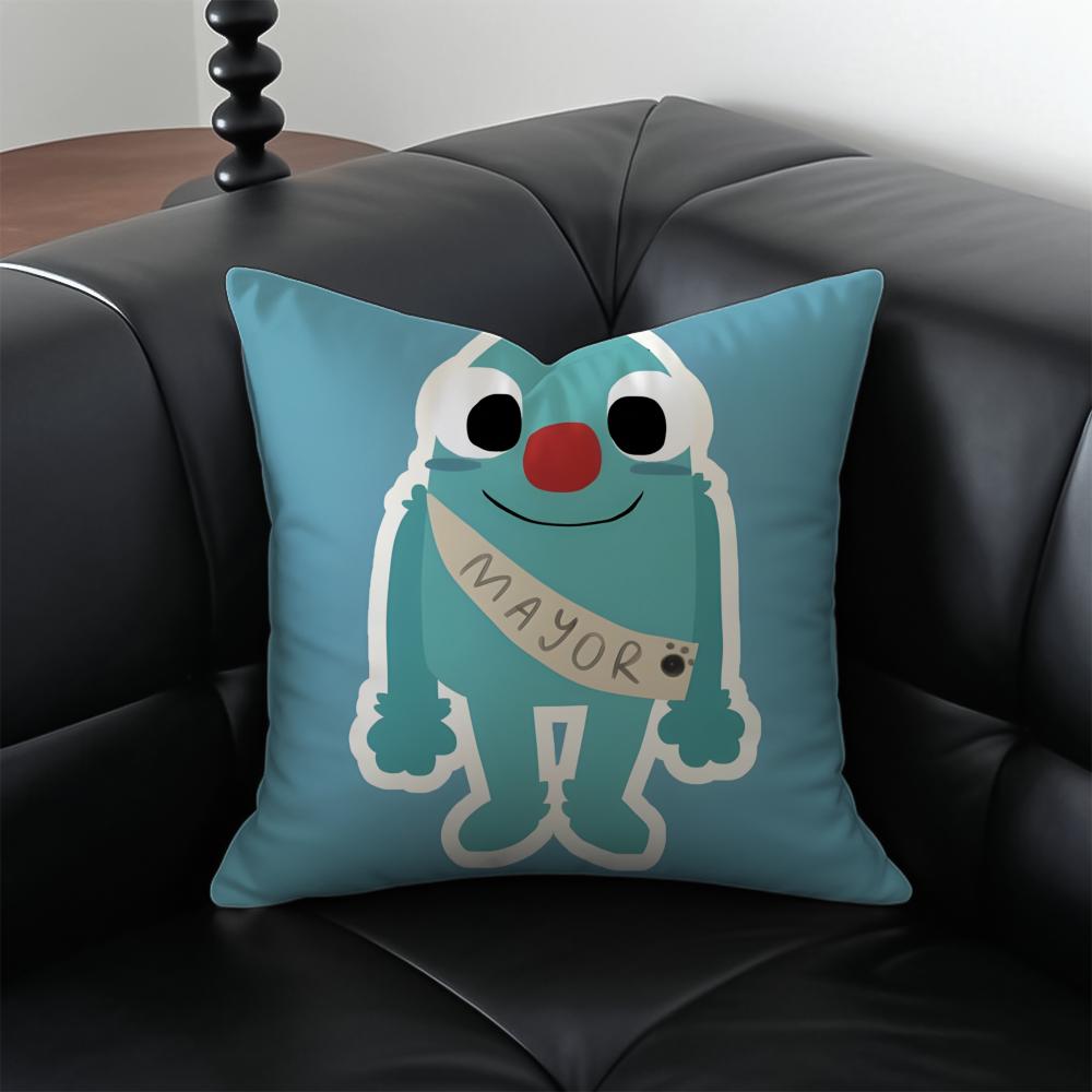 Cute Healing B-Bugsnax Game Cushion Cover Pillow Case Anti-Dustmite Invisible Zipper Silky Plush Cushion