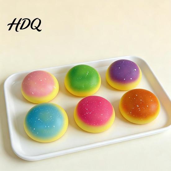 Eye-Catching Stress Ball Colorful Steamed Bun Slow-Rising Squeeze Toy Soft PU Fidget for Relief Cute Office Decompression Gadget Kids Adults