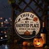 Lightweight Door Hanger Halloween Sign, This Is My Haunted Place Festival Rustic Sign Decorative Hanging Plaque, Metal Wall Art Decor Party