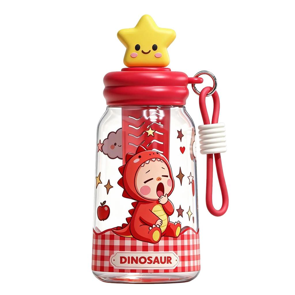 Cartoon Star Plush Straw Cup with Lanyard for Children