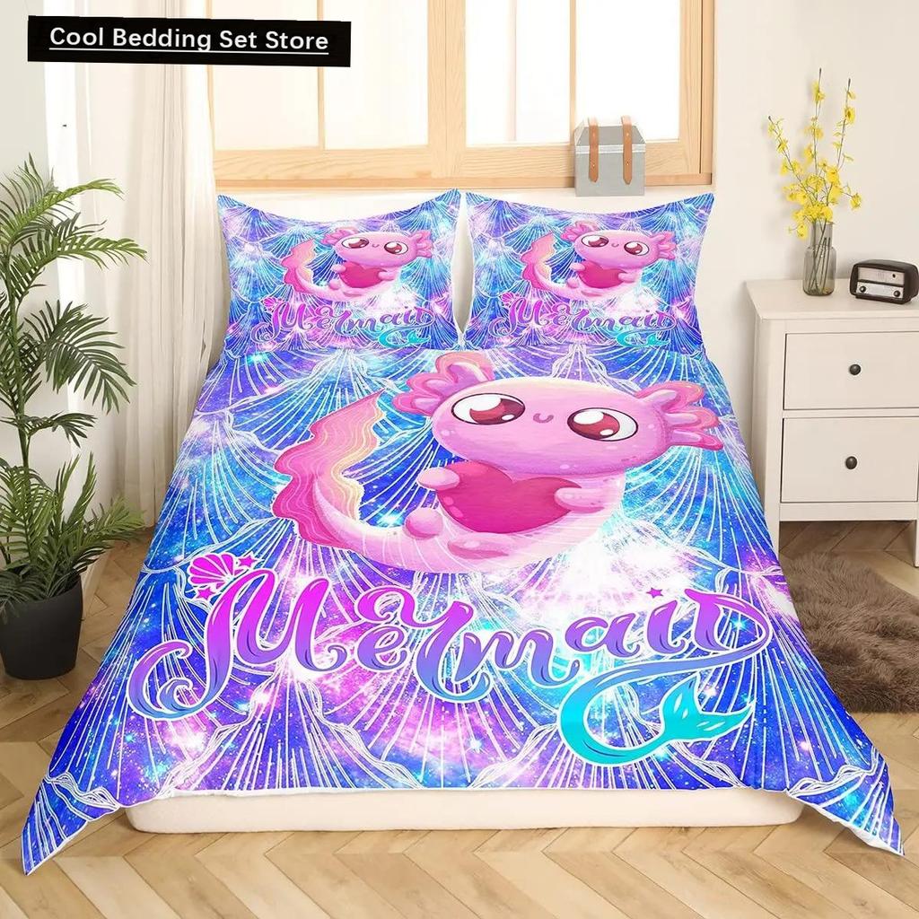 Axolotl Zvíře Roztomilý Mazlíček Povlak na Přikrývku Povlak na Polštář 3dílná Sada Přikrývky Lůžkoviny s Povlakem na Polštář Jednolůžková Dvoulůžková Povlak na Peřinu