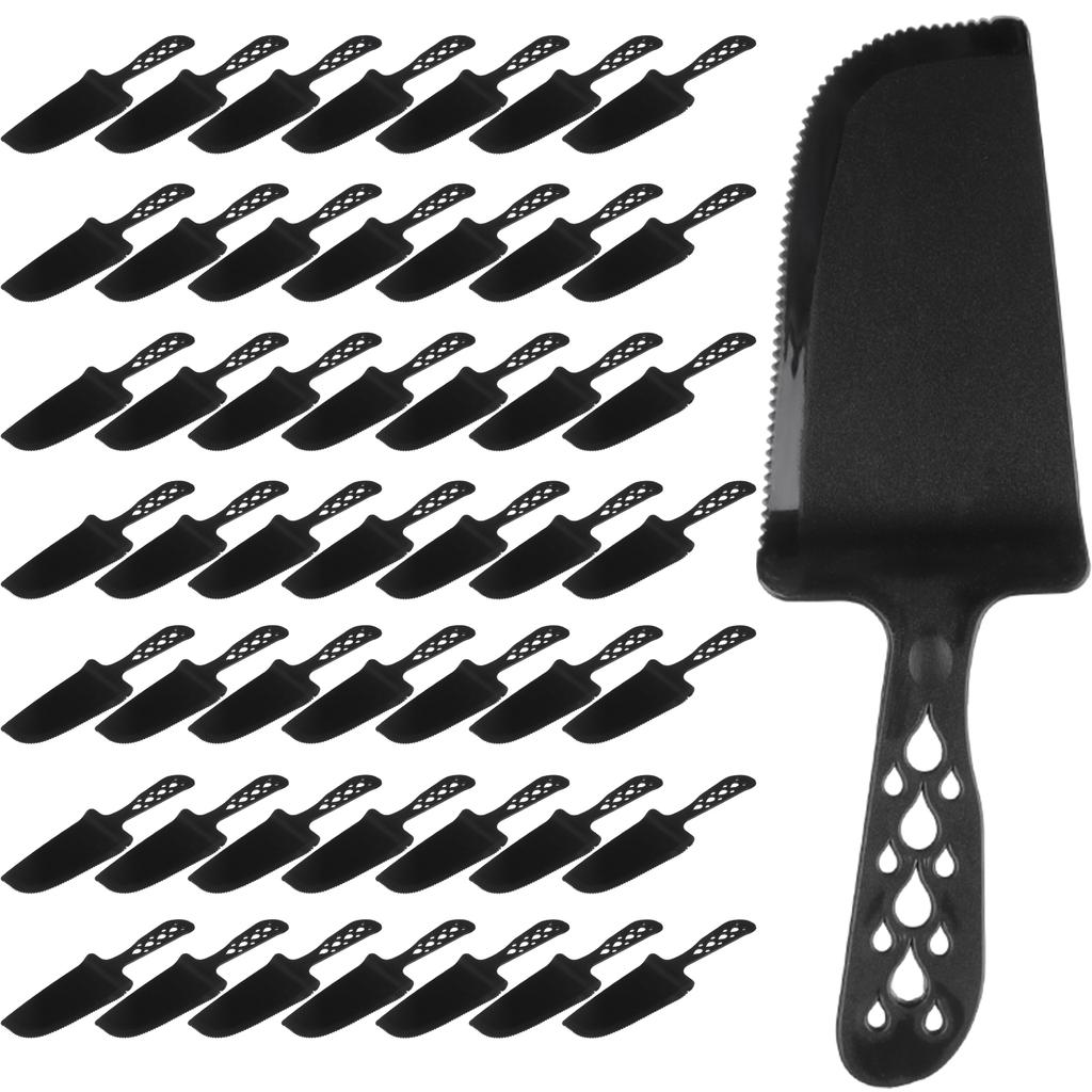 50 PCS Disposable Plastic Cake Cutter and Server Black Cake Plastic Server Cutter Plastic Cake Server Cutting for Pie Tart Cake
