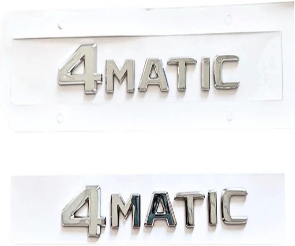 2pcs 3D CAR STYLING ABS Letter 4MATIC Logo Emblem Decal for Car Side Fender Rear Trunk Emblem Badge Chrome Decal Sticker