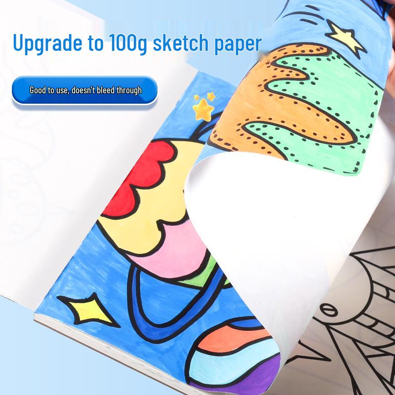 Kids' Art & Doodle Book: Thickened Hand-Painted Coloring for Kindergarten & Primary