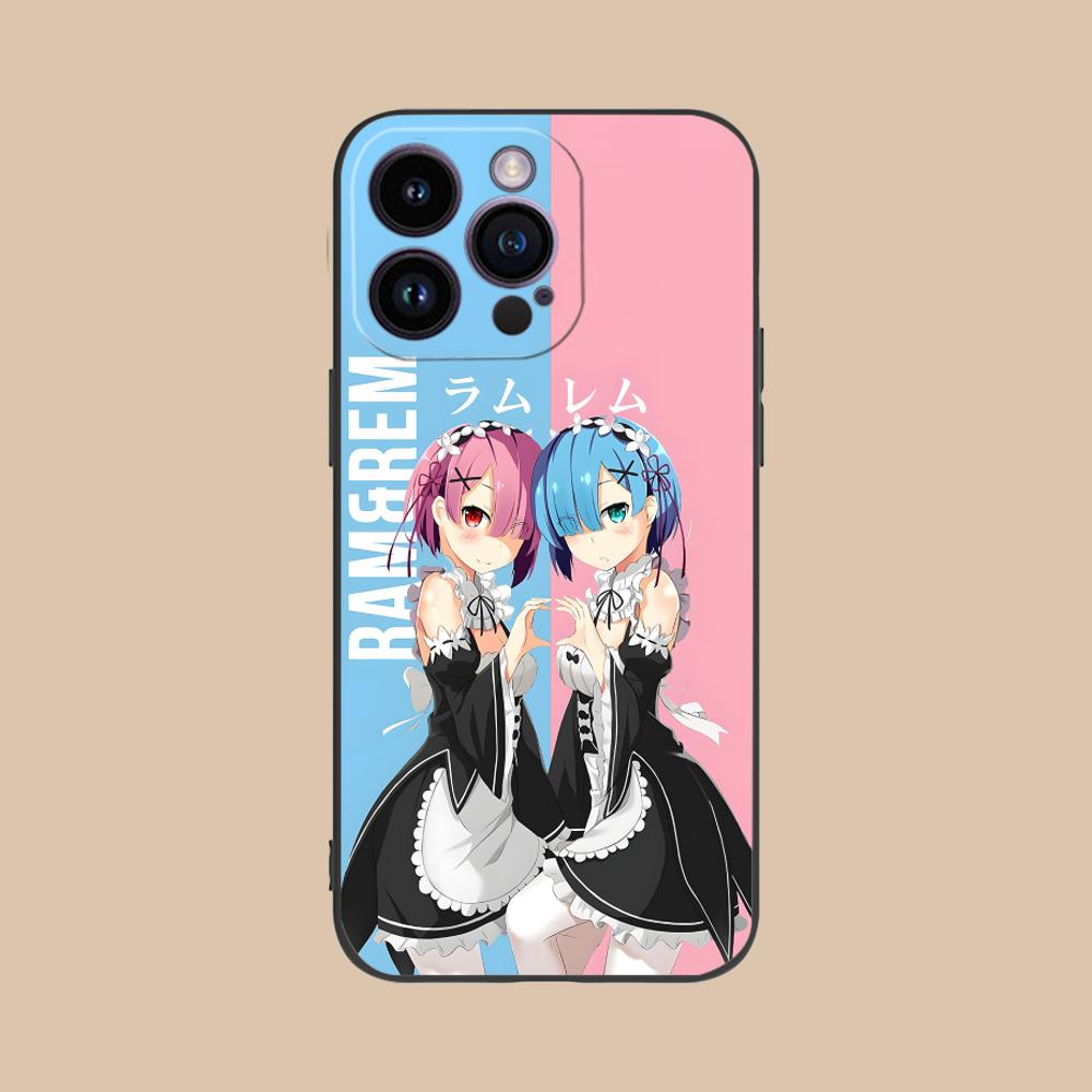 ReZero Rem Ram Matte TPU Mobile Phone Case for iPhone 17 16 15 14 13 12 11 X XR XS 8 7 Air Pro Max Plus Mini Colorful Cover