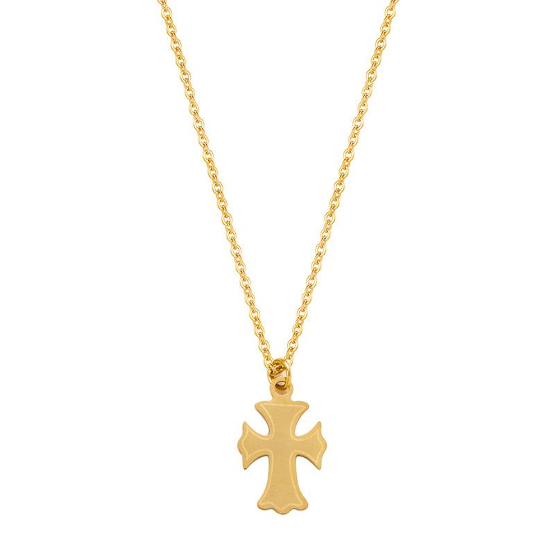 Cross Necklace Stainless Steel Daily Versatile Gold Simple Women'S Fine Titanium Steel Necklace