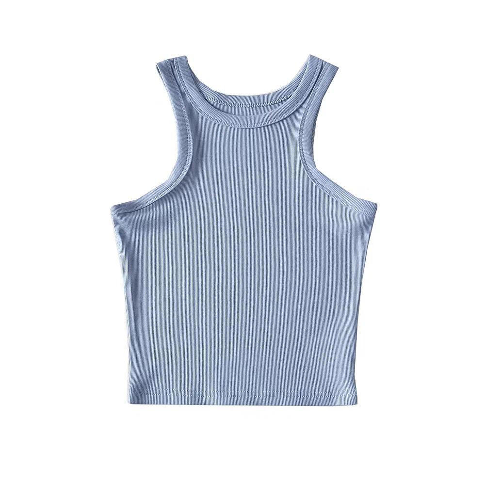 Amerikanisches Sommer Slim Fit Spaghetti-Träger Rundhals Tanktop für Damen