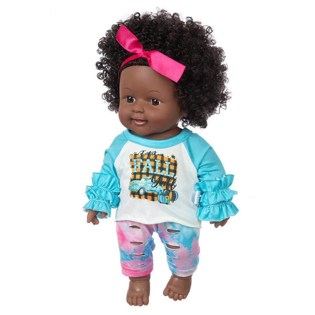 12 Inch Lovely Simulated Black Girl Doll African Baby Doll Kid Toy Birthday Gift